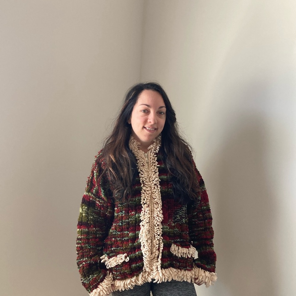 Australian wool multi colored knitted sweater jacket. M